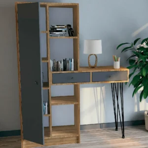 Wooden Brown & Grey Closet with Layers and Drawers