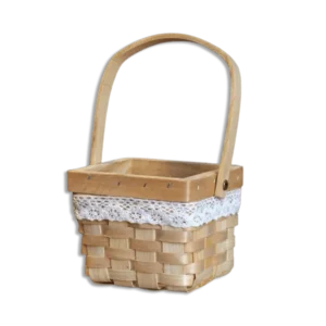 Wooden Squared Mini Basket with Handle