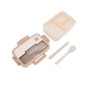 Healthy 1500ml Beige 3 Compartment Lunch Box1