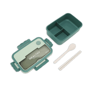 Healthy 1500ml Green 3 Compartment Lunch Box1