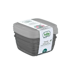 Hobby Life 3x0.5L Black & Grey Square Trend Storage Container