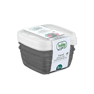 Hobby Life 3x0.5L Black & White Square Trend Storage Container