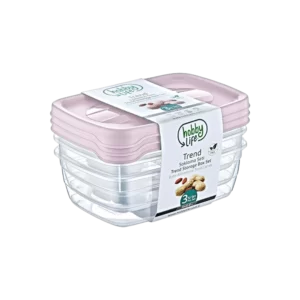 Hobby Life 3x0.6l Pink Rectangular Trend Storage Container