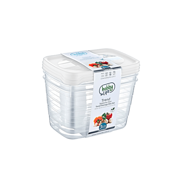 Hobby life 3x2.2l white set of 3 deep trend storage containers