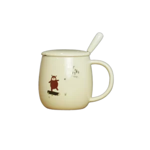 Bear Story Yellow Mug With Lid & Spoon