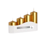 Bispol Gold Set of 4 Graduated Cylindrical Candles