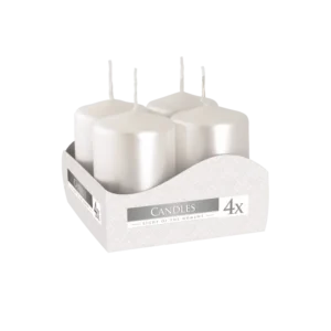 Bispol Set of 4  Glittery White votive Candles