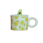 Ceramic Green Avocado Mug with Silicon Lid