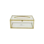 Glass 19x10cm Tissue Box with Golden Frame