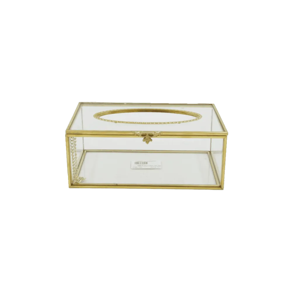 Glass-19x10cm-Tissue-Box-with-Golden-Frame