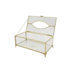 Glass 19x8cm Tissue Box With Golden Frame1