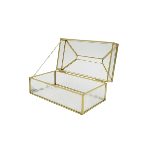 Glass 22x10 Patterned Tissue Box With Golden Frame1