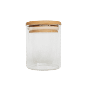 Transparent Glass 10cm Jar with Wooden Lid