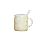 Kitten Stickers Yellow Mug with Lid & Spoon