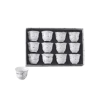 Momaz 12Pcs White Marble Handless Coffee Cups Set