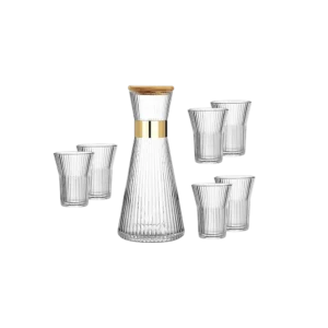 Ripple Clear Glass Serving Carafe with Cups