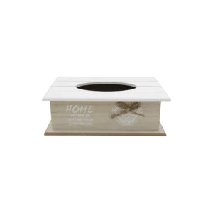 Wooden Beige Hearts Pattern Tissue Box