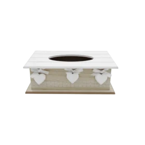 Wooden Beige Hearts Tissue Box