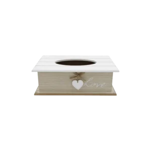 Wooden Beige Love Pattern Tissue Box
