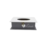Wooden Grey Love Pattern Tissue Box