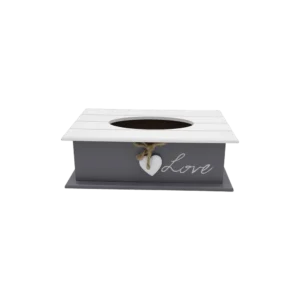 Wooden Grey Love Pattern Tissue Box