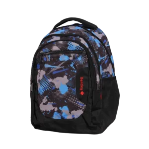 Bentley Blue & Black 4 Zippers Backpack