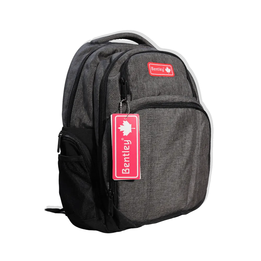 Bentley-Plain-Grey-4-Zippers-Backpack