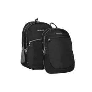 Exsport 2-Parts Plain Black Backpack 5 Zippers