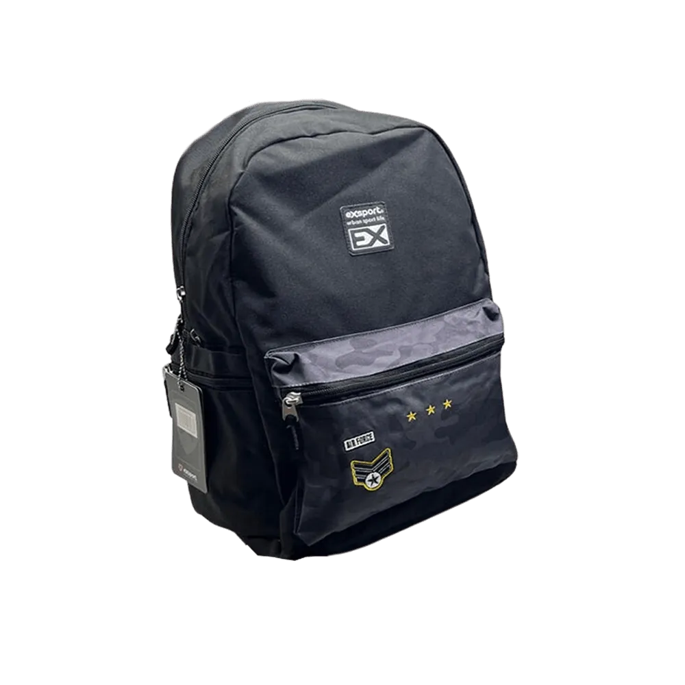 Exsport-Air-Force-Black-Backpack-2-Zippers