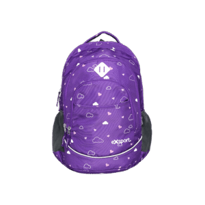 Exsport Hearts & Clouds Purple Backpack 3 Zippers