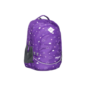 Exsport Hearts & Clouds Purple Backpack 3 Zippers1