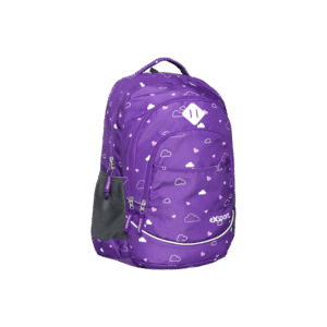 Exsport Hearts & Clouds Purple Backpack 3 Zippers1