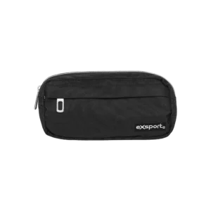 Exsport Plain Black 3-Zippers Pencil Case