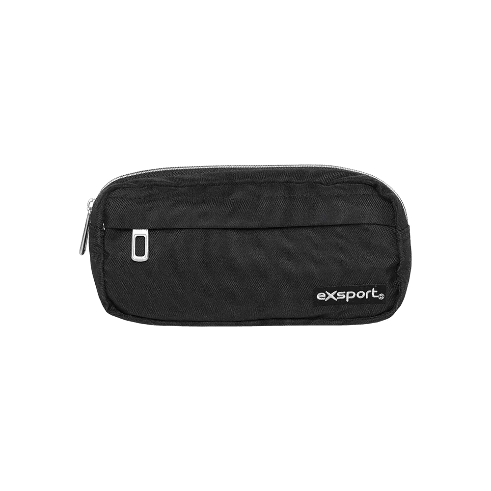 Exsport-Plain-Black-3-Zippers-Pencil-Case