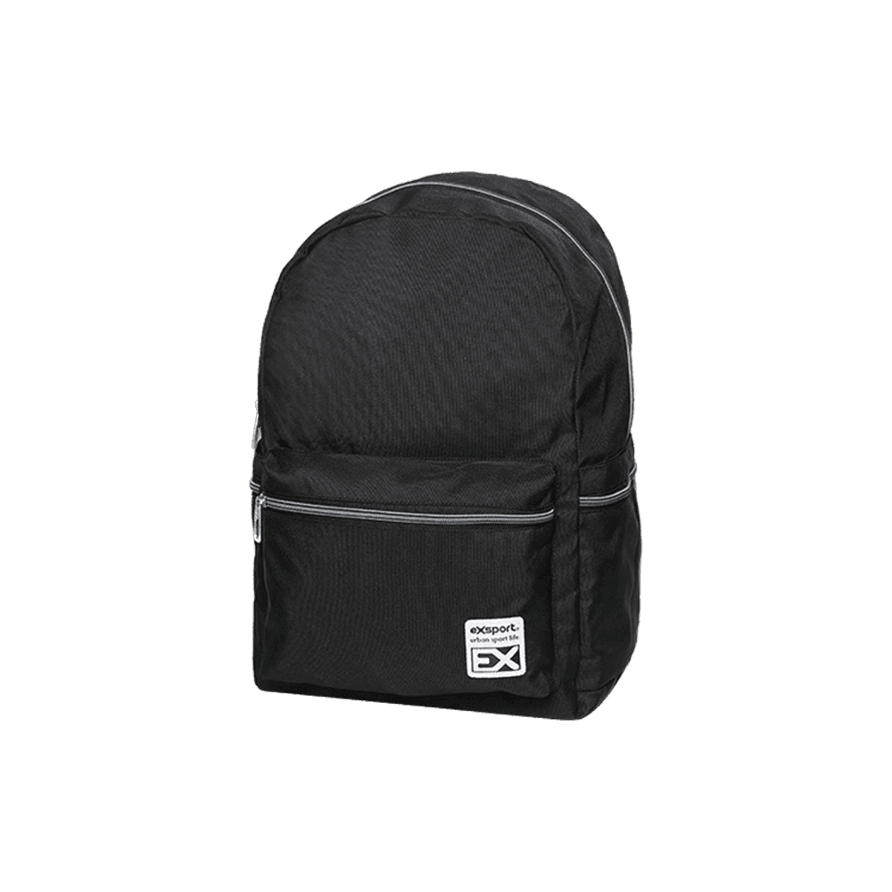 Exsport-Plain-Black-Backpack-2-Zippers1