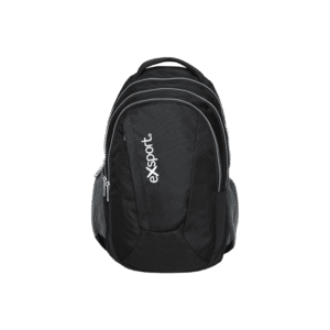 Exsport Plain Black Backpack 4 Zippers