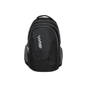 Exsport Plain Black Backpack 4 Zippers