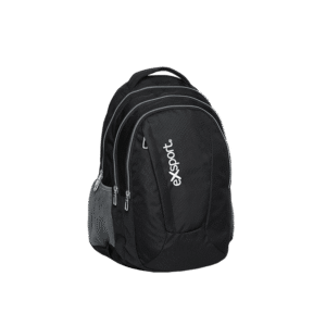 Exsport Plain Black Backpack 4 Zippers1