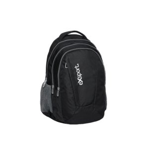 Exsport Plain Black Backpack 4 Zippers1