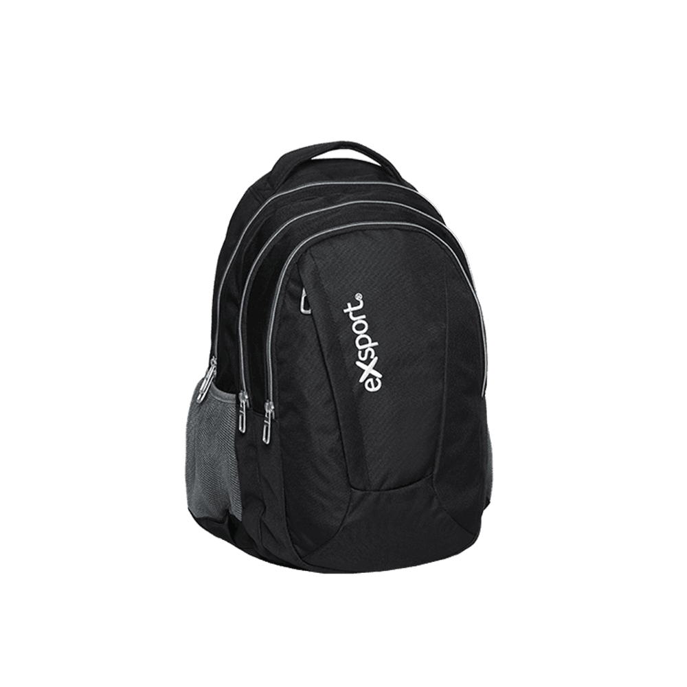 Exsport-Plain-Black-Backpack-4-Zippers1