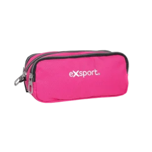 Exsport Plain Fuchsia Double Zipper Wide Pencil Case