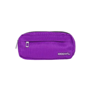 Exsport Plain Purple 3-Zippers Pencil Case