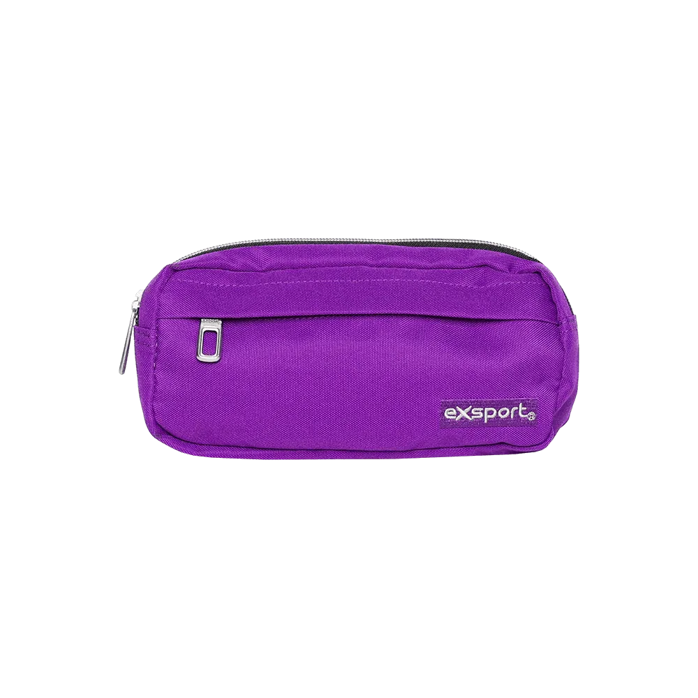 Exsport-Plain-Purple-3-Zippers-Pencil-Case