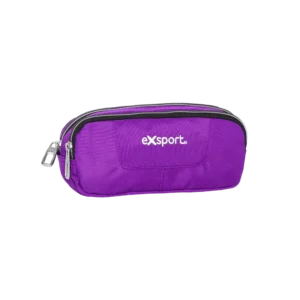 Exsport Plain Purple Double Zipper Pencil Case