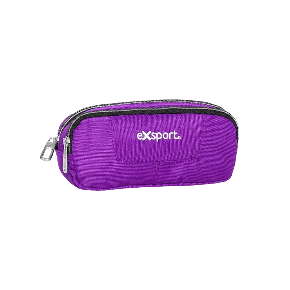 Exsport-Plain-Purple-Double-Zipper-Pencil-Case