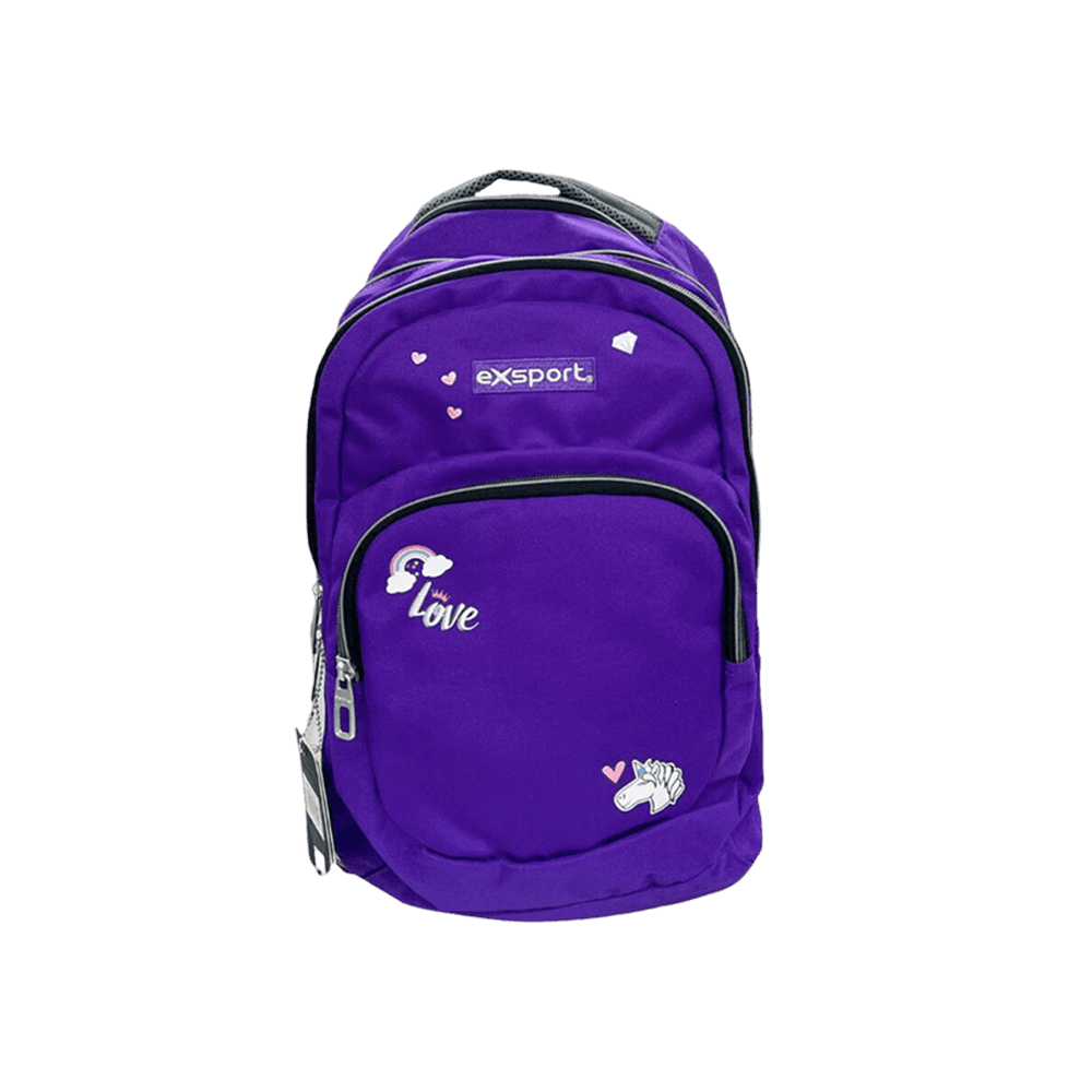 Exsport-Unicorn-Love-Purple-Backpack-4-Zippers