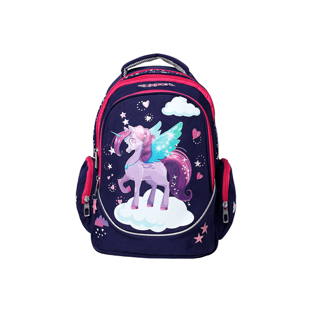 Exsport-Unicorn-Navy-Large-Backpack-3-Zippers