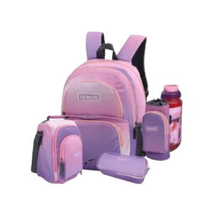 Genius 16 Pink & Purple Backpack 5pcs Set