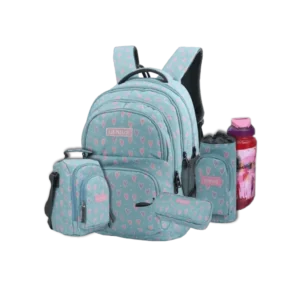Genius 18" Hearts Blue Backpack 5Pcs Set