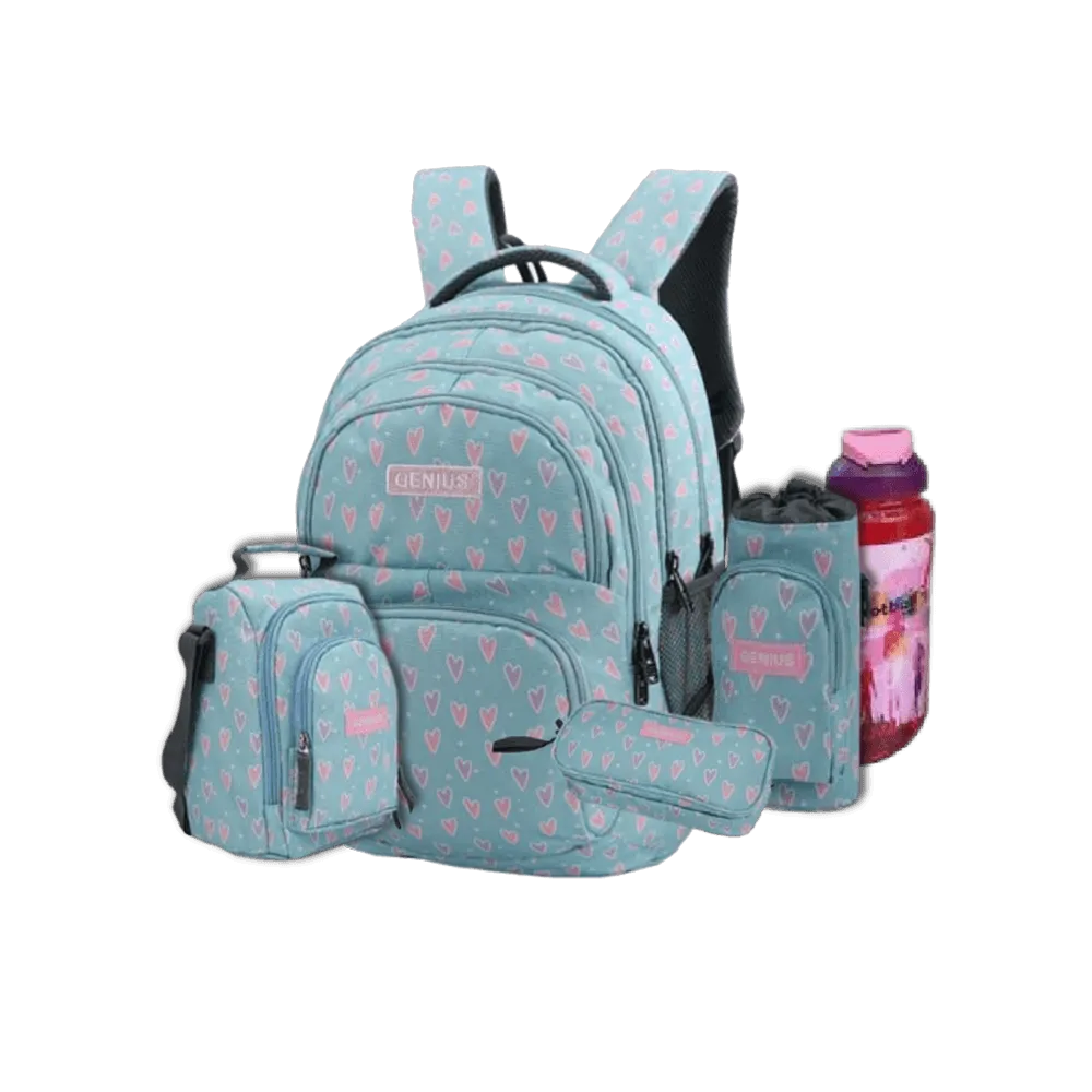 Genius-18-Hearts-Blue-Backpack-5Pcs-Set